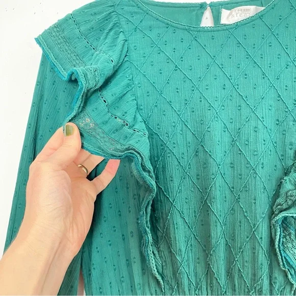 steele green dress Charlee Mineral Washed Shirt Dress in Steele Blue Blue / Large